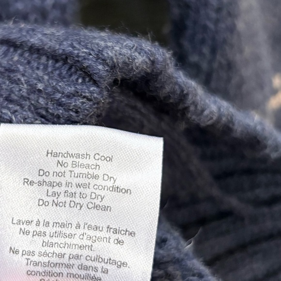 TNA/Aritzia | "Sea To Sky" Lambswool Deer Knit Zip Sweater - Women's S/M, Blue - Picture 6 of 7